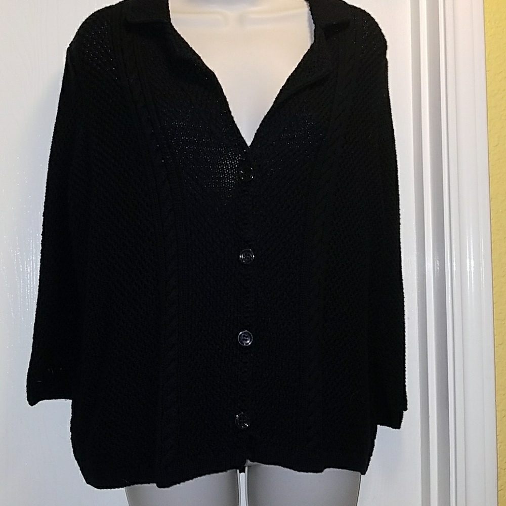 Black cable knit cardigan